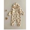 Korean Style Ins Moon and Puppy Pattern Side Zipper Long Hooded Spring and Autumn Jumpsuit for Baby Boys and Girls Cotton