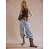 Women's Mid Rise Balloon Pants Vintage Straight Leg Jeans Loose Fit Retro Denim Trousers For Spring Casual Daily Wear
