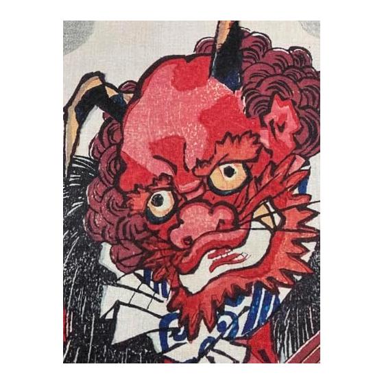 Kunisada Utagawa's "Raijin Playing Shamisen" Tenugui - 100% Cotton Japanese Hand Towel, Approx. 80x35cm, Made in Japan