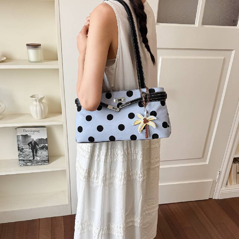 Pu Dot Pattern Crossbody Bag With Lock Closure For Daily Use