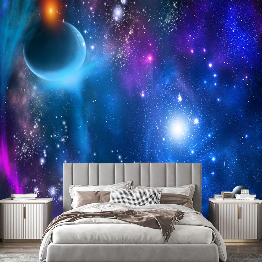 Galaxy Wallpaper Starry Sky 3d Mural Living Room Bedroom Planet Galaxy Wall Mural Home Decor