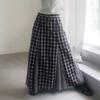 Women's Retro College Style Color Contrast Patchwork Check Low Waist Slimming All Matching Simple Skirt