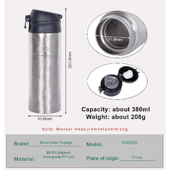 

Бескрайнее Путешествие 380 мл Титановая Бутылка для Воды с Фильтром Двустенная Вакуумная Изолированная Фляга с Крышкой-Кнопкой для Мужчин Женщин Ультралегкая для Активного Отдыха