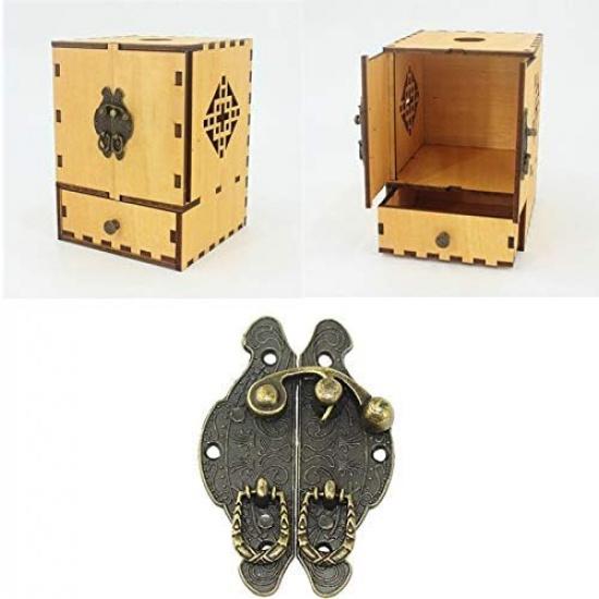 5pcs Antique Bronze Hasps Latch Lock Alloy Box Handles Jewelry Wooden Box Buckle Clasp Hook Padlock Small Shackle Hardware (Color : A)