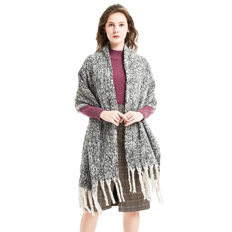 European And American Autumn And Winter New Style Long Tassel Double-Sided Thick Loop Yarn Thick Tassel Scarf Shawl Cape