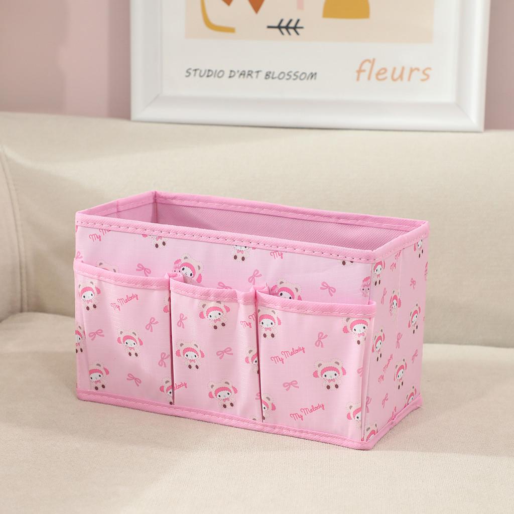 Cartoon Kuromi Melody Print Design Fabric Foldable Storage Box With Removable Lid For Living Room And Desk Organization