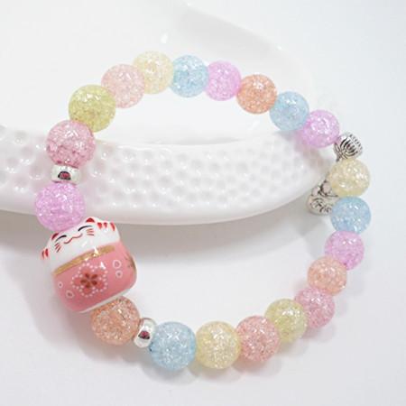 S447 popcorn stone crystal bracelet lucky cat bracelet pearl bracelet hand jewelry direct sales