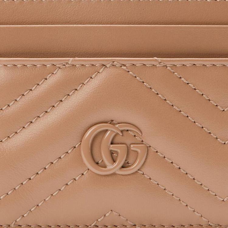 Gucci GG Marmont Matelassé Leder Kartenetui in Beige Für Unisex Tägliche Nutzung