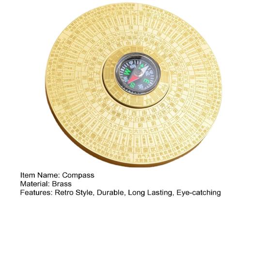 Rotatable Feng Shui Compass Rustproof Retro Style Chinese Tai Chi Bagua Brass Compass Desktop Decoration