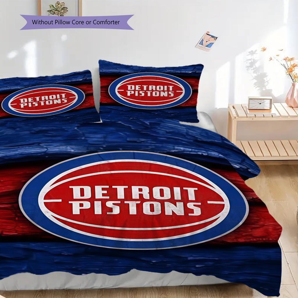 Vibrant Detroit Pistons Logo Art Three-piece set(1 * duvet cover + 2 * pillowcase, without core) Bedding set Christmas birthday gift