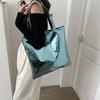 Women Glossy Tote Bag High Capacity PU Leather Fashion Lightweight Handbag for Travel Grocery Shopping Gift