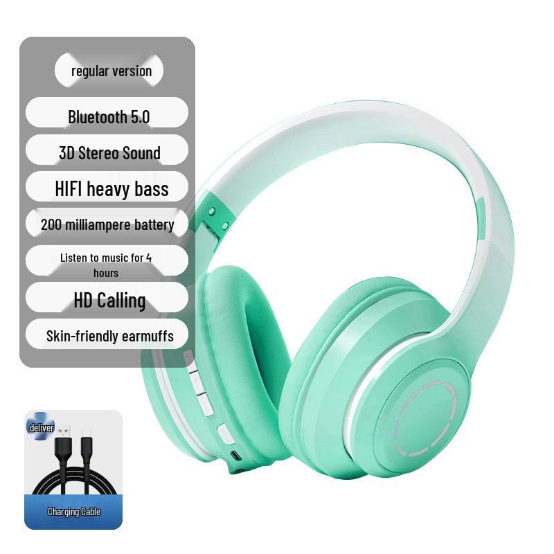 2025 Bluetooth Over-Ear Headphones for Female Students: Stylish Wireless Earmuff Headset
