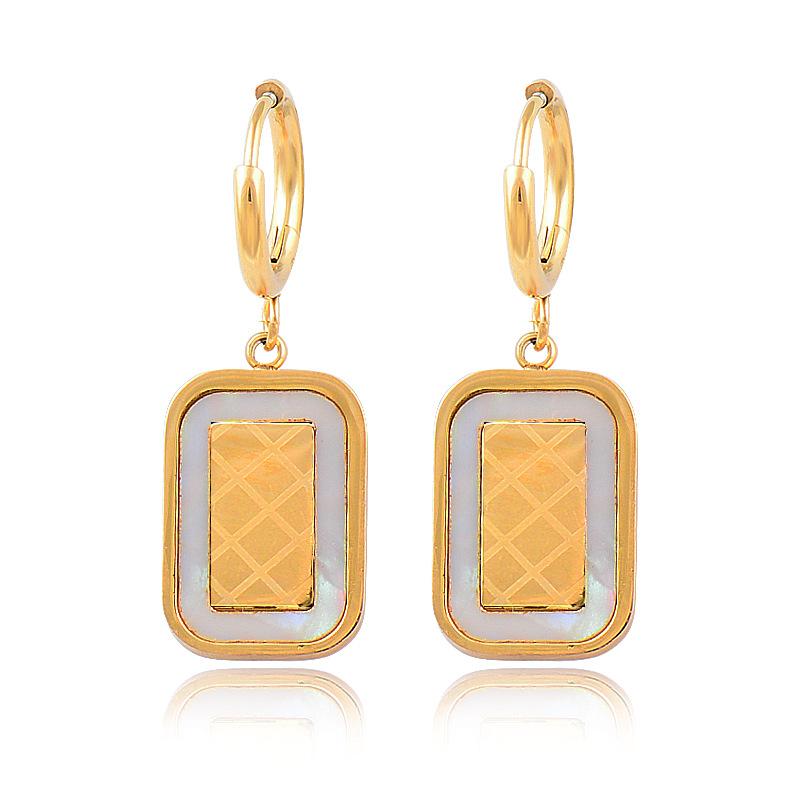 

Титан, титановая сталь, черно-белые акриловые длинные квадратные серьги из нержавеющей стали, ювелирные изделия без окраски