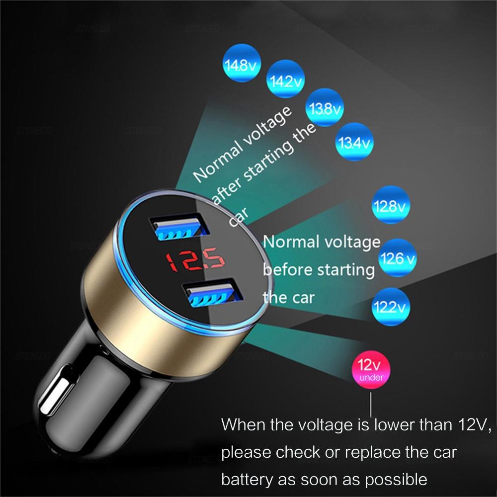 High Quality 3.1A Dual USB Car Charger 2 Port LCD Display Voltmeter 12-24V Cigarette Lighter Socket Car Charger Adapter
