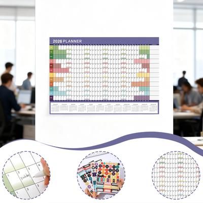 2026 Nouveau Calendrier Quotidien Annuel Planificateur d'Emploi du Temps Mural Feuille Papier Plan 365 Jours Annuel Suspendu Planification Bloc-notes Agenda Hebdomadaire Mois 12