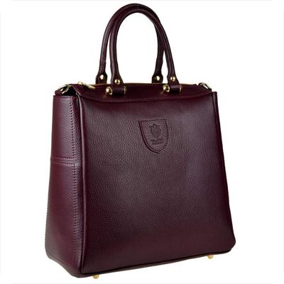 Elegant Burgundy Leather Trunk Handbag