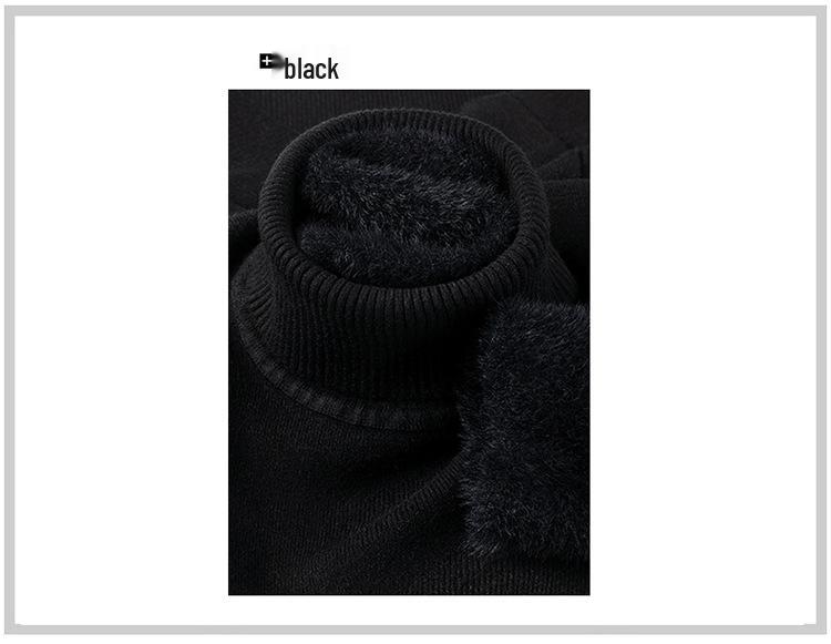 Men's Casual High Neck Knitted Sweater - Velvet Mink, Thickened, Plus Velvet, Basic Style