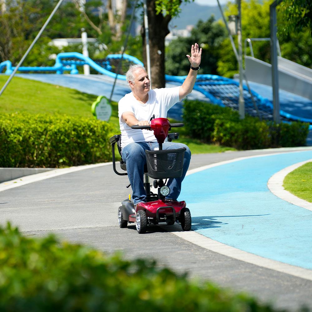 IScooter X02 Scooter de Mobilité à 4 Roues Moteur 250W Batterie 12Ah 3 Vitesses 2-8KM/H avec Pneus Pleins de 8'' Autonomie 20KM Scooter de Mobilité Électrique Compact