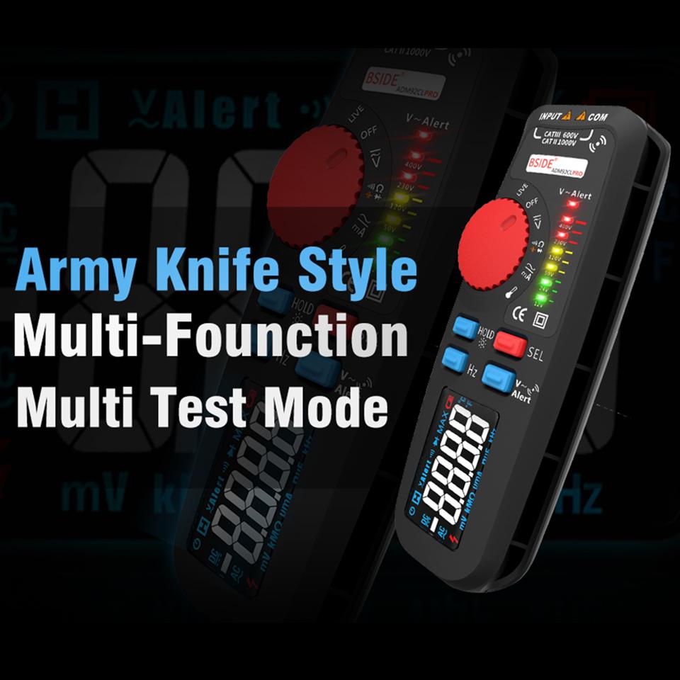 Adm92cl Voltmeter Digital True Rms Multimeter 6000 Counts Auto-range Voltage Amp Ohm Hz Cap Temp Diode Continuity Tester