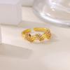 Zircon Circle Knot Rings For Women Men Gold Color Stainless Steel  Opening Adjustable Ring Luxury Brand Jewelry Couple Gift