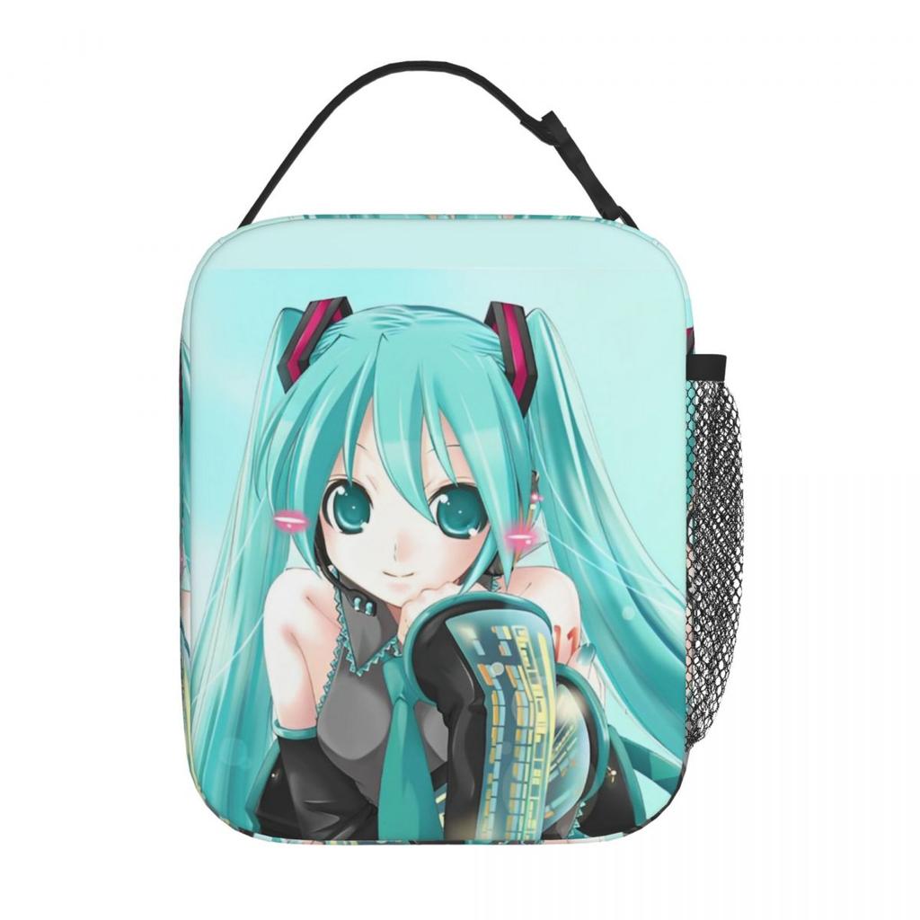 Hatsune Miku Anime Insulated Lunch Bag Portable Lunch Container Cooler Bag Tote Lunch Box School Picnic Girl Boy