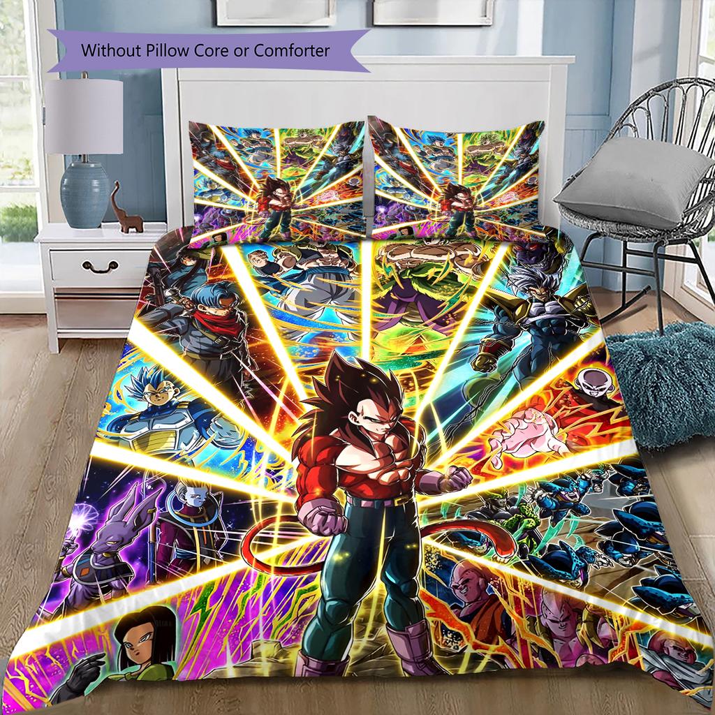 Juego de Ropa de Cama con Estampado de Dibujos Animados Colcha Funda de Colcha Funda de Almohada Decoración del Hogar Regalo de Cumpleaños (1 * funda nórdica + 2 * fundas de almohada, sin núcleo)
