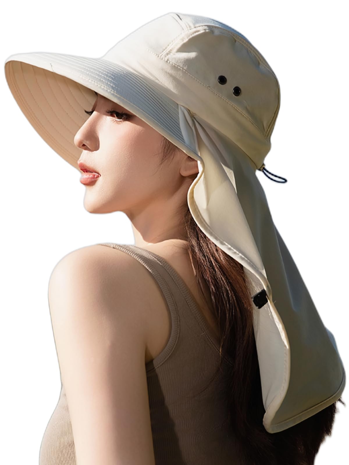 

Солнцезащитная шляпа с защитой шеи, актриса, широкие поля, защита от солнца и УФ-лучей, номер [Bubu Ohana] Защита, Шляпа, Поля, 10,5 см, Легкая, Складная, Женская, бежевый