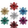 12PCS DIY Decoration Christmas Artificial Flowers 15CM Glitter Fake Flower  Christmas Decor