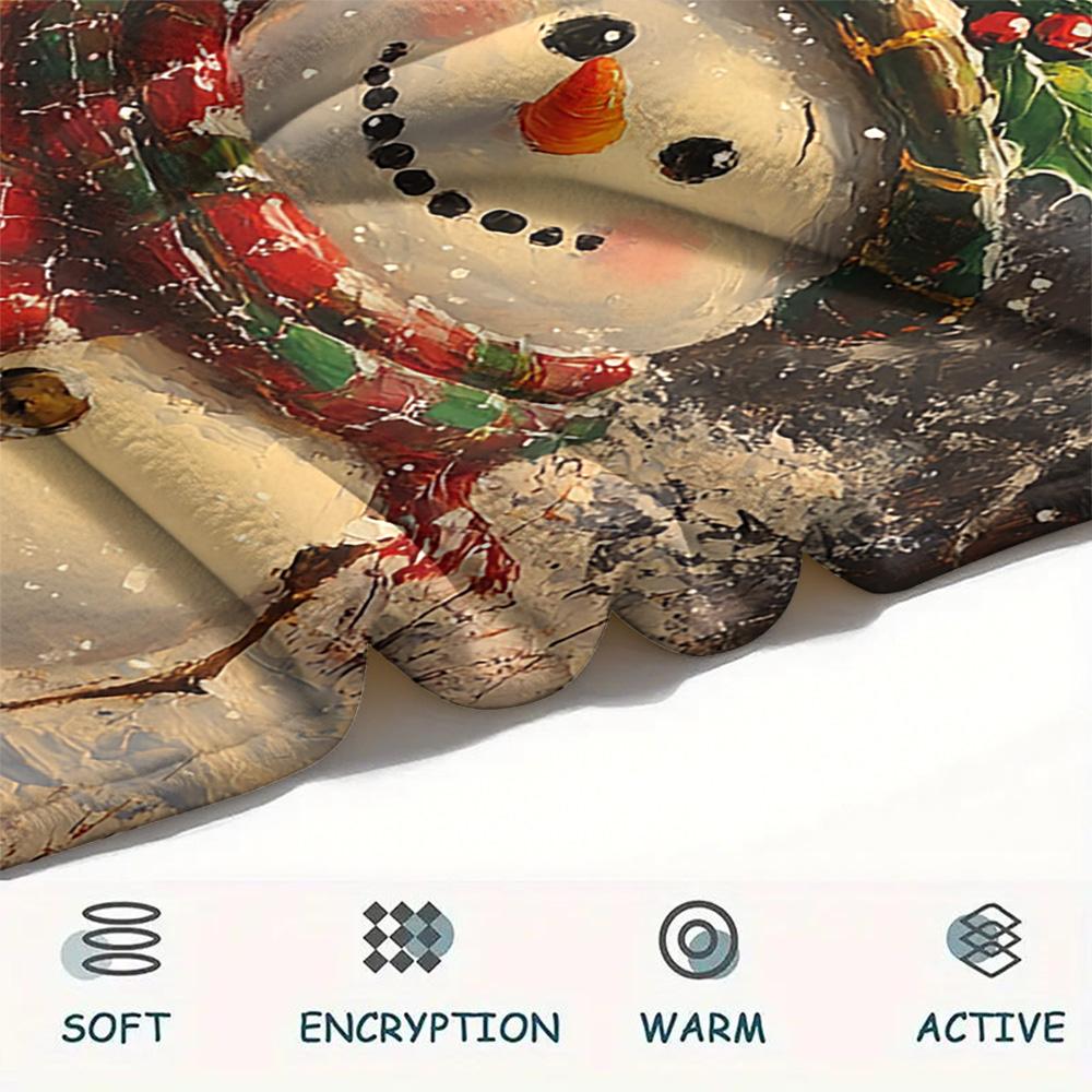 Snowman Print Flannel Blanket, High quality Comfortable for All Seasons, Home Decor, Warmth and Comfort, Perfect for Christmas Gifts