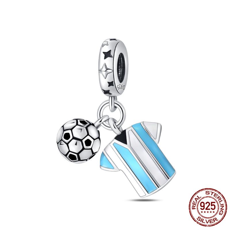 Compatible With Authentic Original Bracelets and 3MM Bracelets Do It Yourself European Football Charm Bead Components 100% Copper Metal High Quality