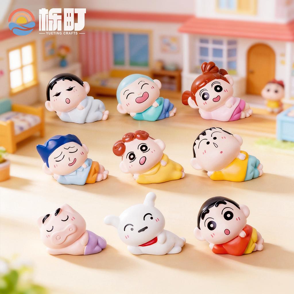 9Pcs/Set Anime Crayon Shin Chan Action Figure Toy Mini Figurines Sleep Serise Desktop Home Deroc Collection Model Toys