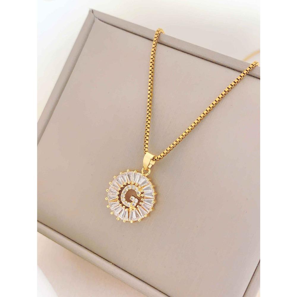 Necklace Does Not Fade, Women's Summer Square Circle Letter Necklace, Titanium Steel Necklace, Versatile High-end Clavicle Chain