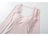 Women's Pure Desire Lace Trim Long Sleeve Slim Fit Top with Chest Pads - Ideal for Spring and Autumn