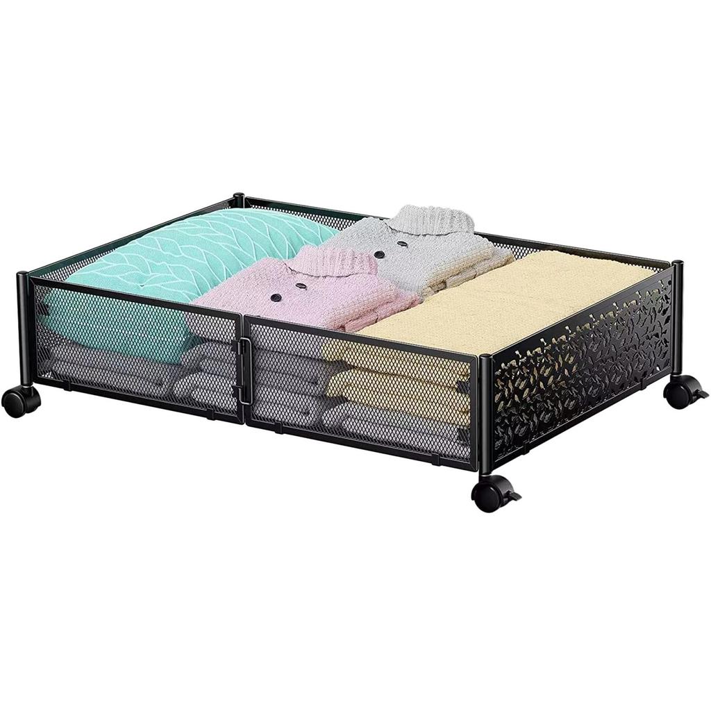 Storage Container with Wheels Tool Free Assembly under Bed Shoe Organizer Bin Drawer for