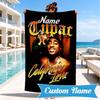 Custom Name Rap Legend Tupac Heart In Space Adventure Microfiber Beach Towel, Lightweight for Summer Travel, Swimming Pool Fan Gift