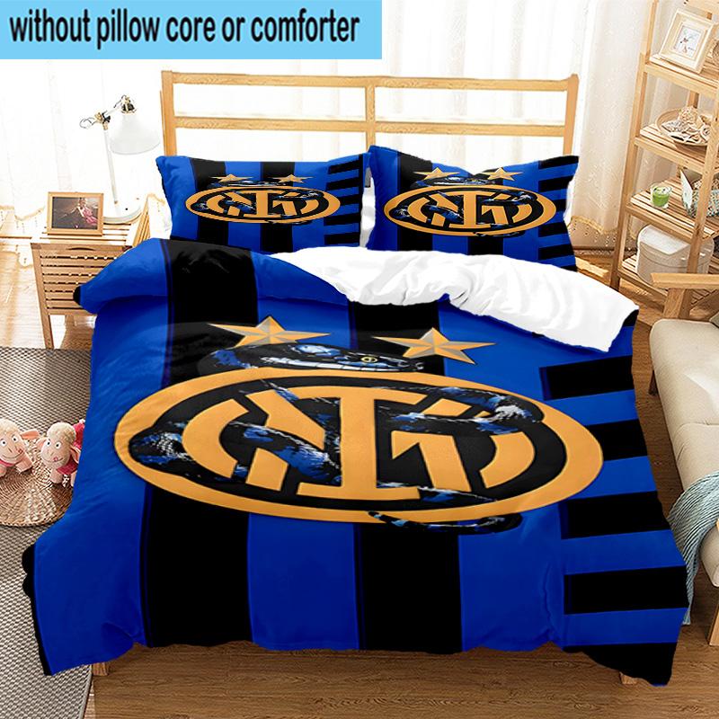 3 pezzi F.C. Set Biancheria da Letto Stampato Internazionale Milano Chiusura Copripiumino Include 1 Copripiumino & 2 Federe Set Biancheria da Letto Decorazioni per la Casa Regali