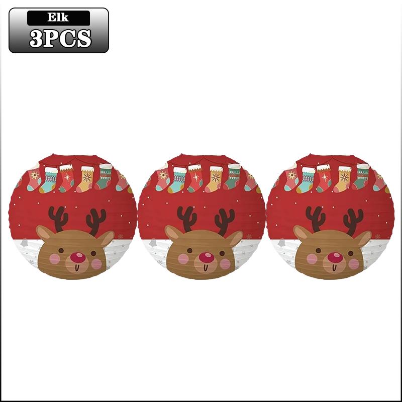 1-20PCS Christmas Paper Lanterns Santa Snowman Reindeer Hanging Lanterns for Xmas Party Decorations Holiday Home Decor Gifts