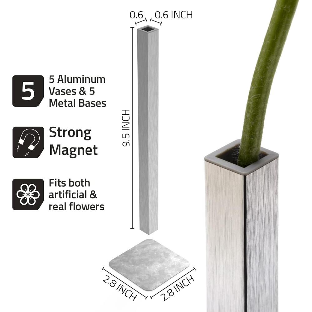 Modern Minimalist Geometric Vase Unique Nordic Light Luxury Vase Stainless Steel Flower Holder Magnetic Vase Flower Arrangement