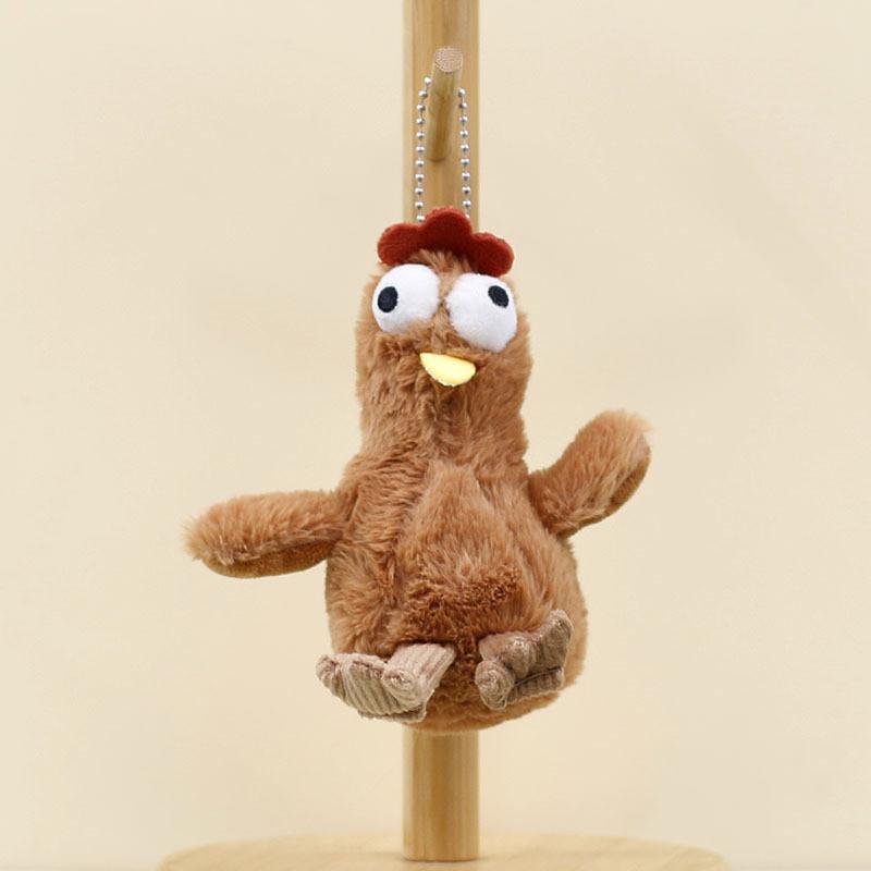 Adorable Plush Chicken Keychain Soft Short Plush Stuffed Animal Toy With Bubble Blowing Feature