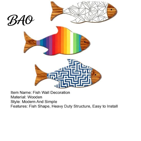 Fish Wall Decor 3Pcs/Set Wooden Coastal Art, Rustic Handcrafted Decor, Artistic Nautical Sculpture for Living Room, Beach Lake House Room