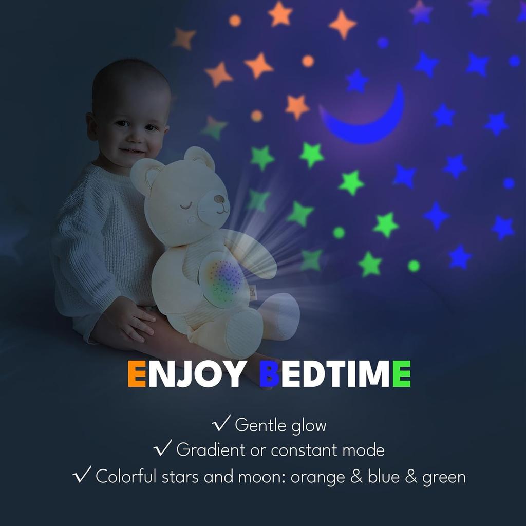 Musical Stuffed Animals with Sound Machine, White Noise Baby Soothers for Sleep, Night Light Shush Lullaby Music Soothing White Noise Toys for White