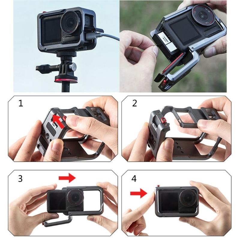 Metal Protective Camera Cage Magnetic Adsorption for Action 5 Professional with Quick Release and Cold Shoe Interfaces