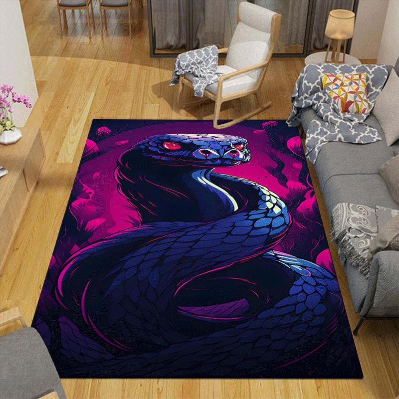 1pc Scary Snake Design Indoor Area Rug - Soft, Anti-Slip, and Durable Gaming Room Decor for Bedroom