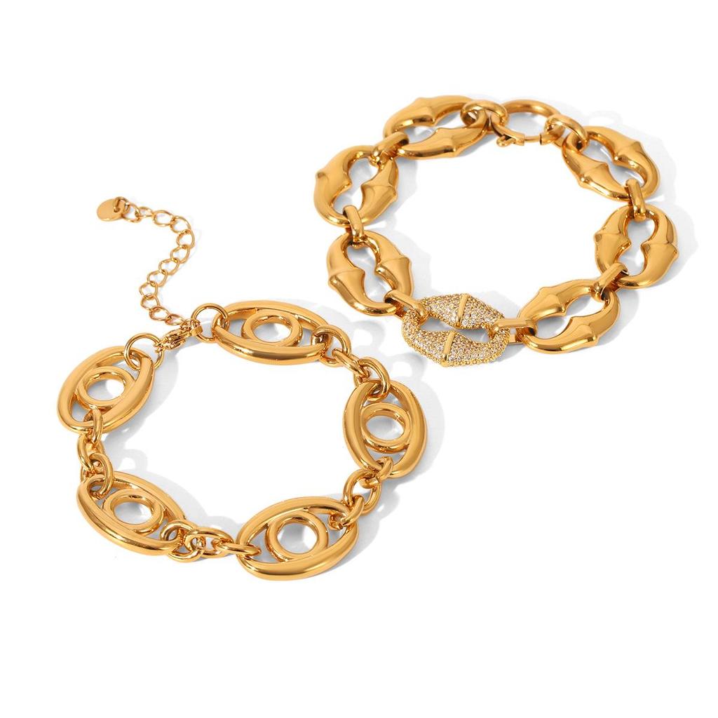 18k Gold-Plated Titanium Steel Bracelet - Elegant, Non-Fading Jewelry for Women