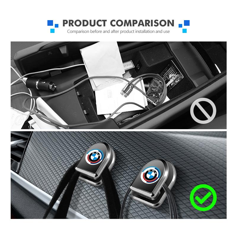 2pcs Car Air Vent Hook Paste USB Cable Headphone Storage Hooks For BMW X1 X3 E39 E46 E30 E36 E87 E60 E90 F26 G02 E70 F15 E53 G05
