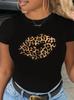 Summer Unisexs Leopard Print Lip Print Casual Plus Round Neck Short Sleeved Comfortable Breathable TShirt Top Graphic T Shirts