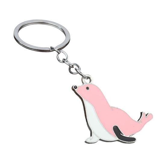 

Keychain with Seal Pendant Lightweight Portable Keyring Creative Design Multiple Colors Optional Fun Keyring рожевий