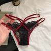 Women Sexy Lace Panties Low-waist G String Breathable Hollow Out Solid Color Thongs