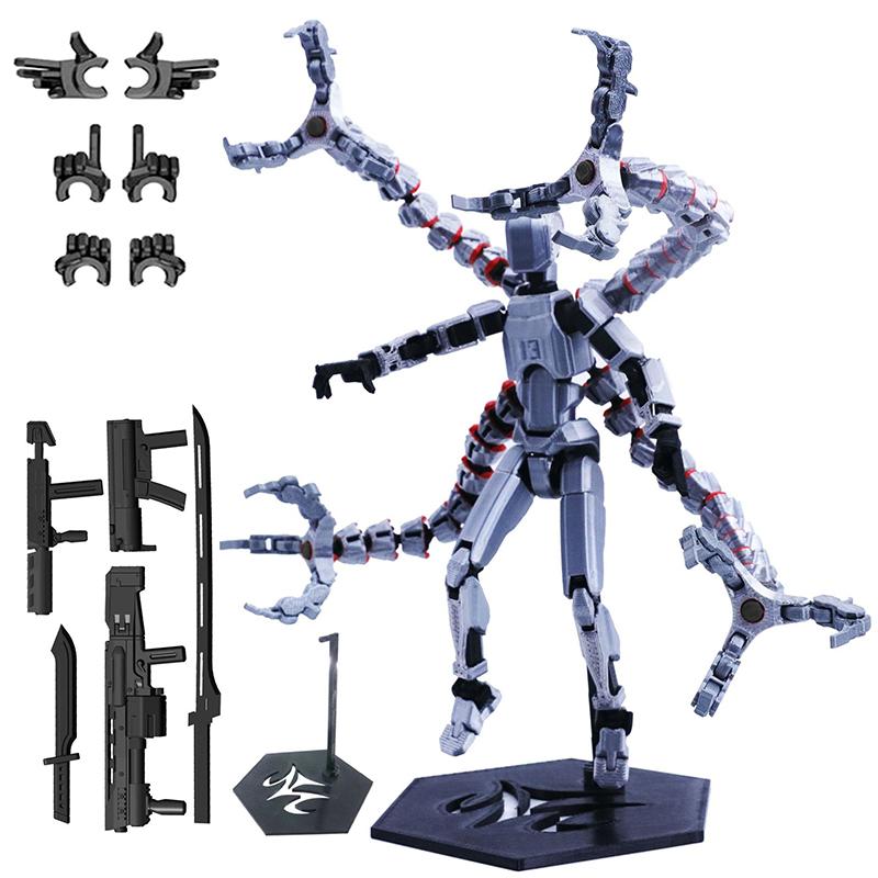 Assembly Completed 5.2In T13 Action Figure 3D Printed Multi-Jointed Movable Titan 13 Lucky Dummy Nova Robot Action Figure Gifts