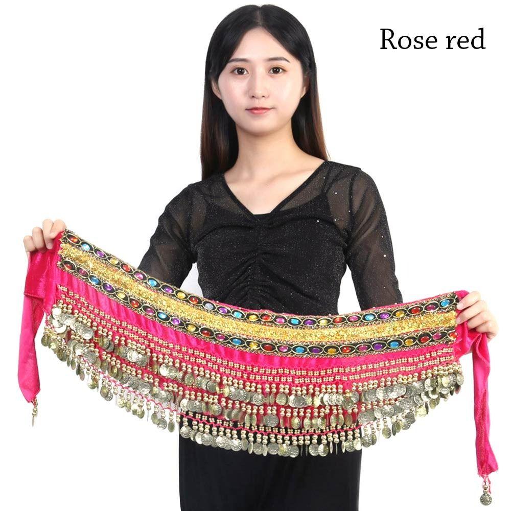 Women Sequins Show Costumes Waist Chain Dancer Skirt Belly Dance Belt Hip Scarf